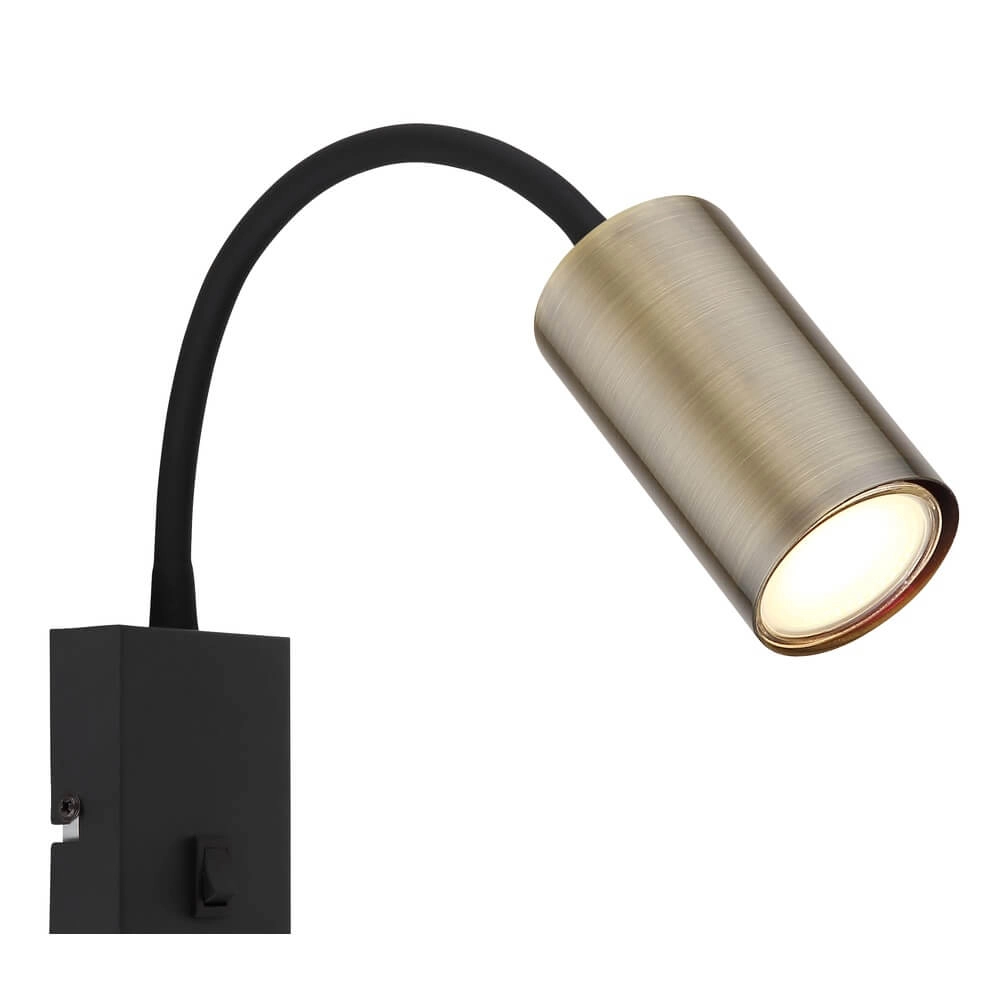Zwarte wandlamp Robby met messing Globo 9007371440009