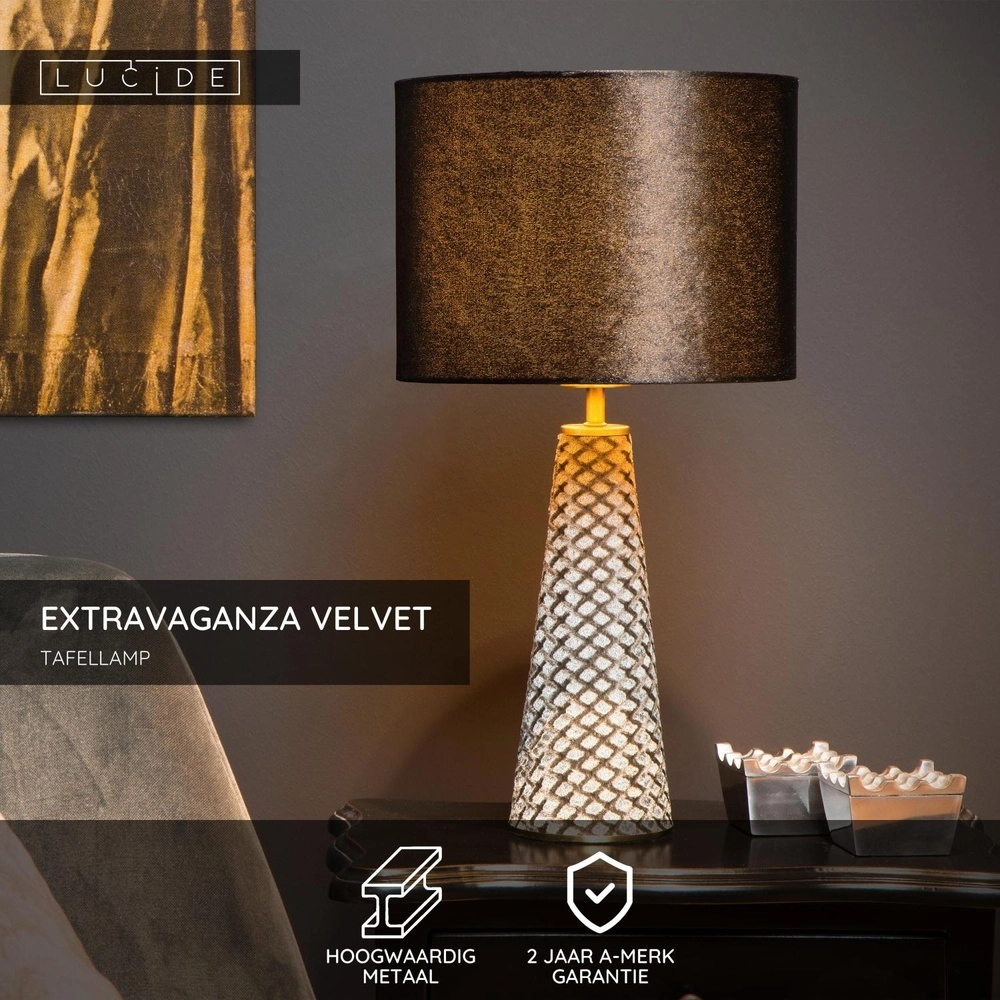 Tafellamp Extravaganza Velvet zwart Lucide 5411212105295