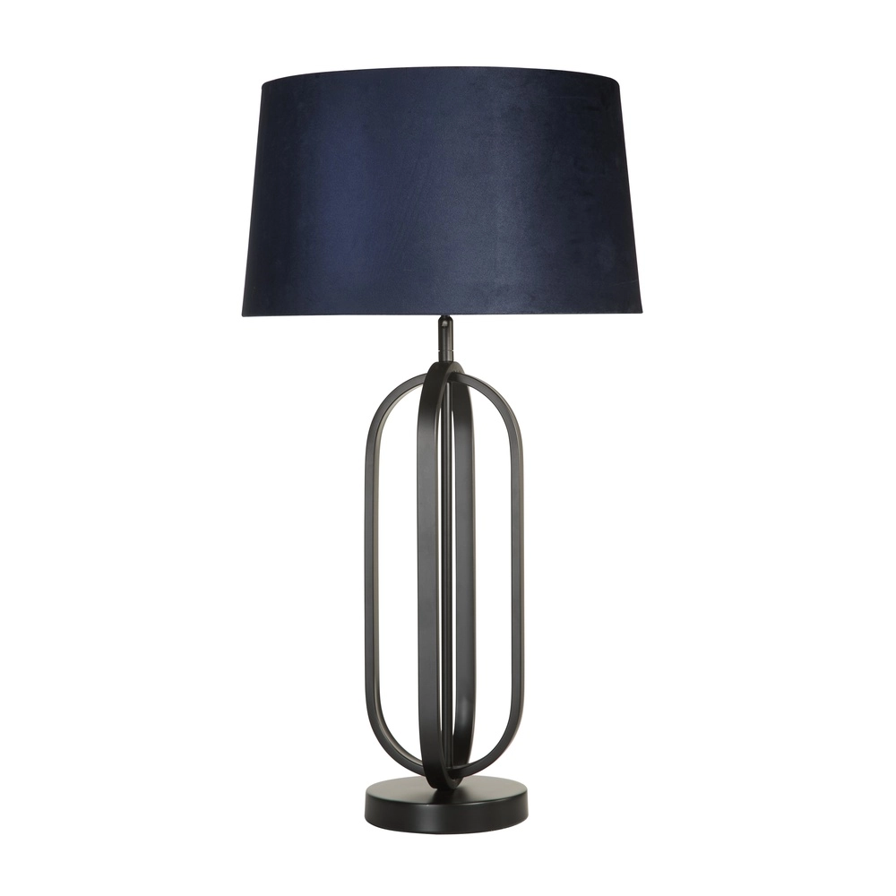 Tafellamp Chic zwart met blauwe kap