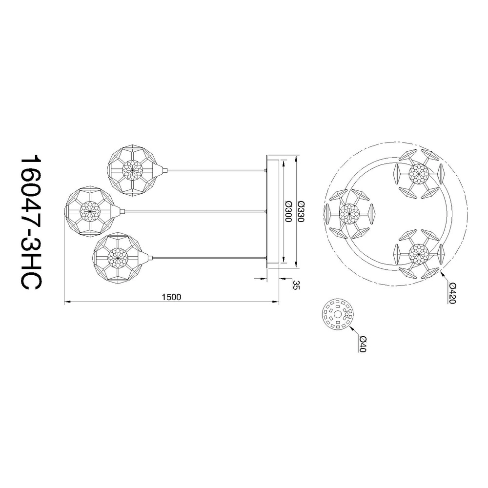 3-lichts hanglamp Virina chroom Globo 9007371478255