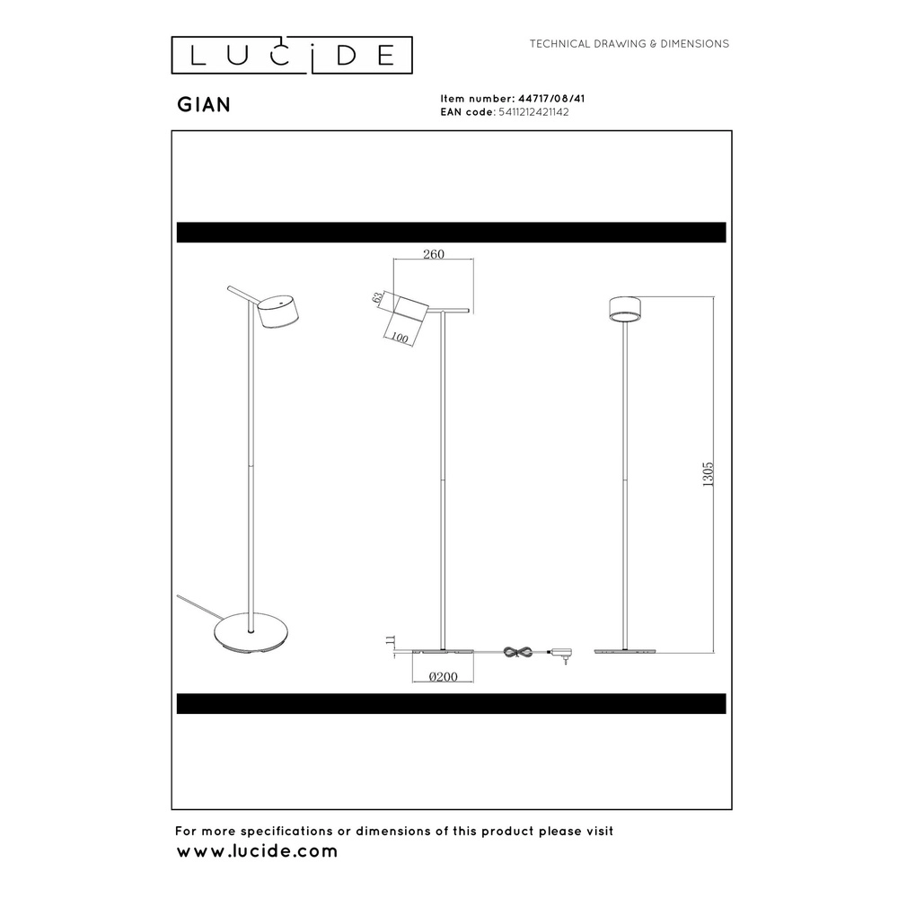 Vloerlamp Gian zand bruin Lucide 5411212421142