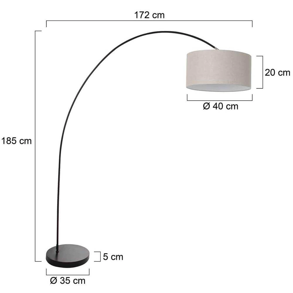 Booglamp Solva zwart met grijze kap Steinhauer 8712746174724