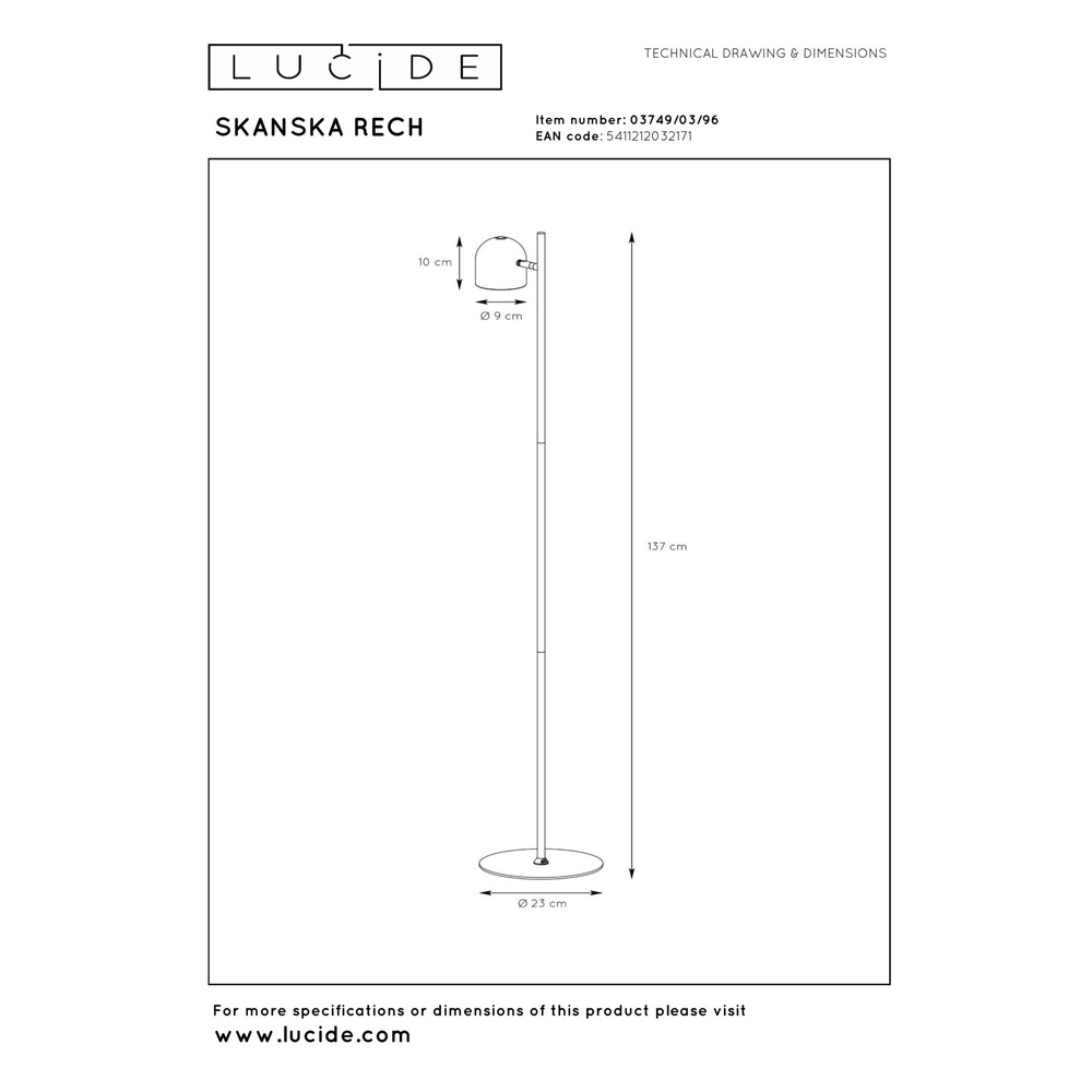 Oplaadbare vloerlamp Skanska Rech koffie bruin Lucide 5411212032171
