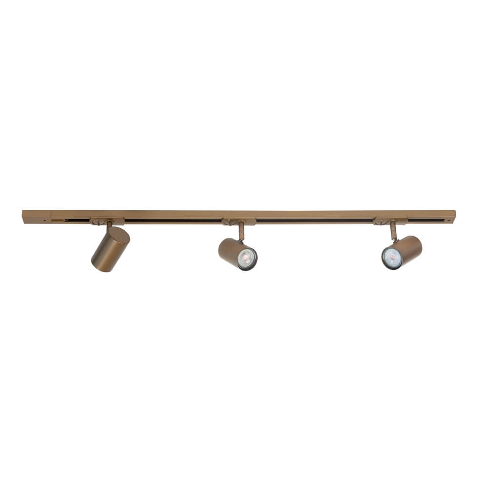 1-fase railset 100cm Cilinder goud met 3 spots