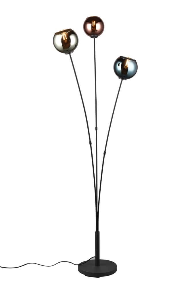Design staande lamp Sheldon zwart met smoke glas Trio 4017807585261