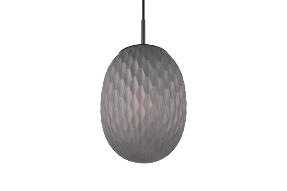 Glazen hanglamp Facette met geribbeld smoke glas Trio 4017807616828