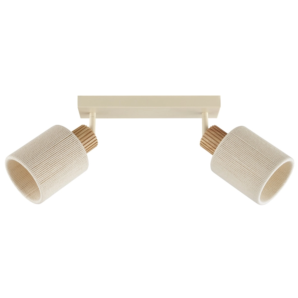 Plafondlamp Arlo zand bruin met hout 2-lichts Brilliant 4004353477041