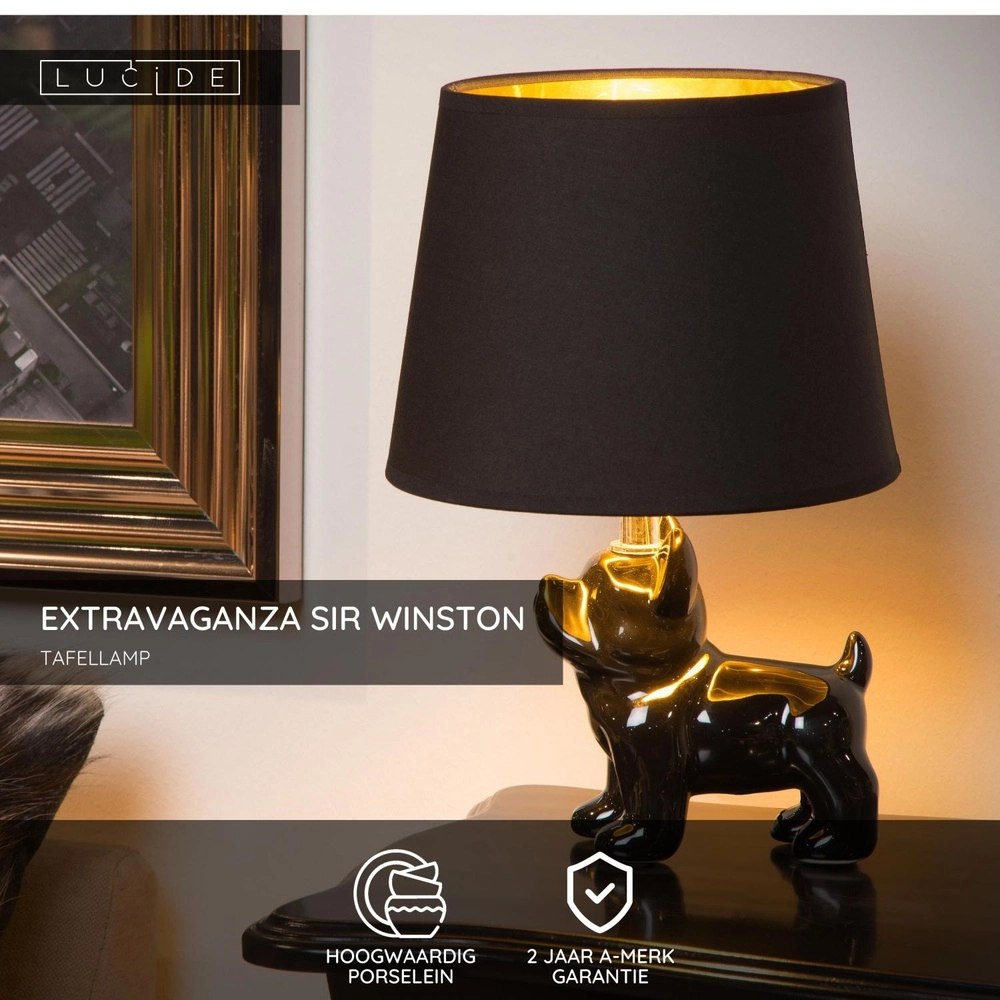 Tafellamp Extravaganza Sir Winston hond zwart Lucide 5411212134103