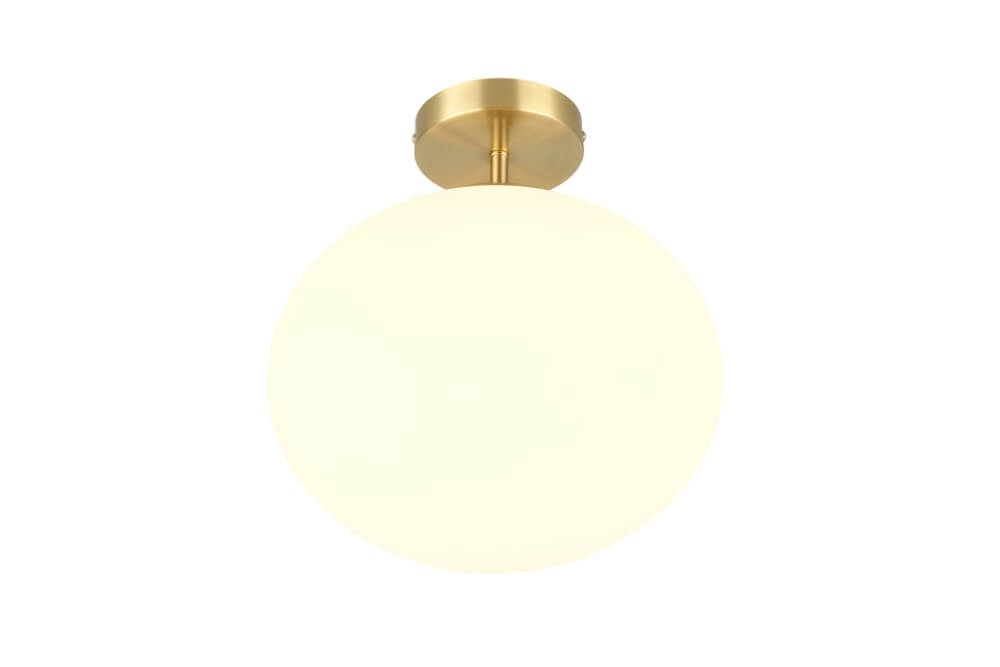 Plafondlamp Fomento Ø 30cm - messing met wit glas
