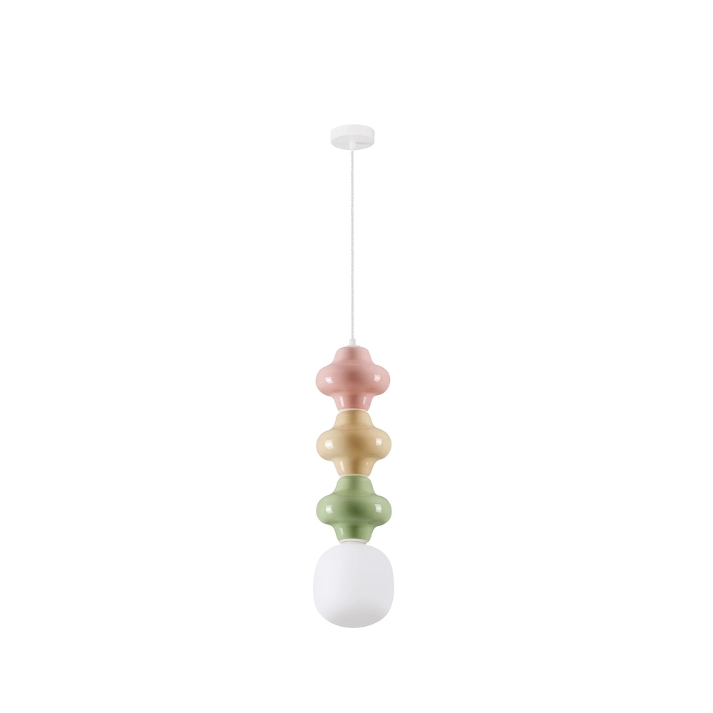 Hanglamp Clio L wit glas met gekleurd keramiek Lyora 5212017461315