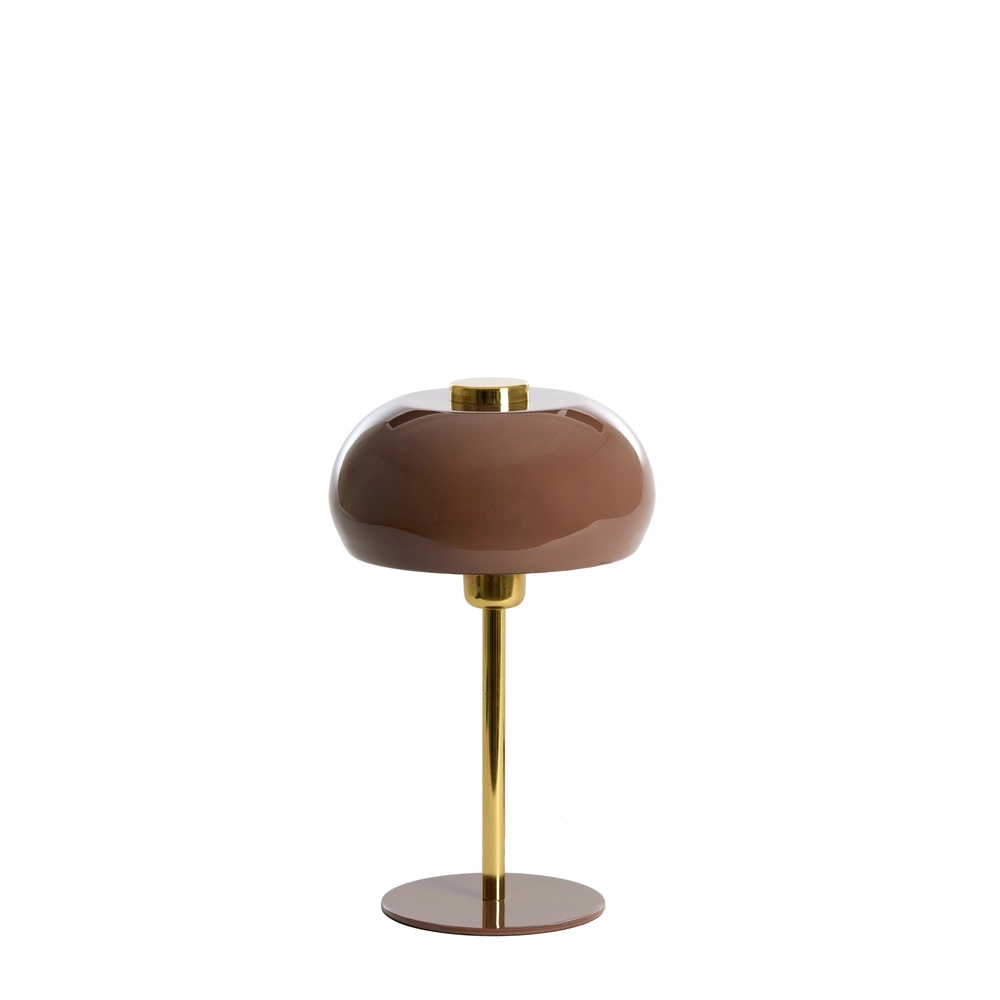 Tafellamp Surin Ø 22cm - glans donker bruin met goud