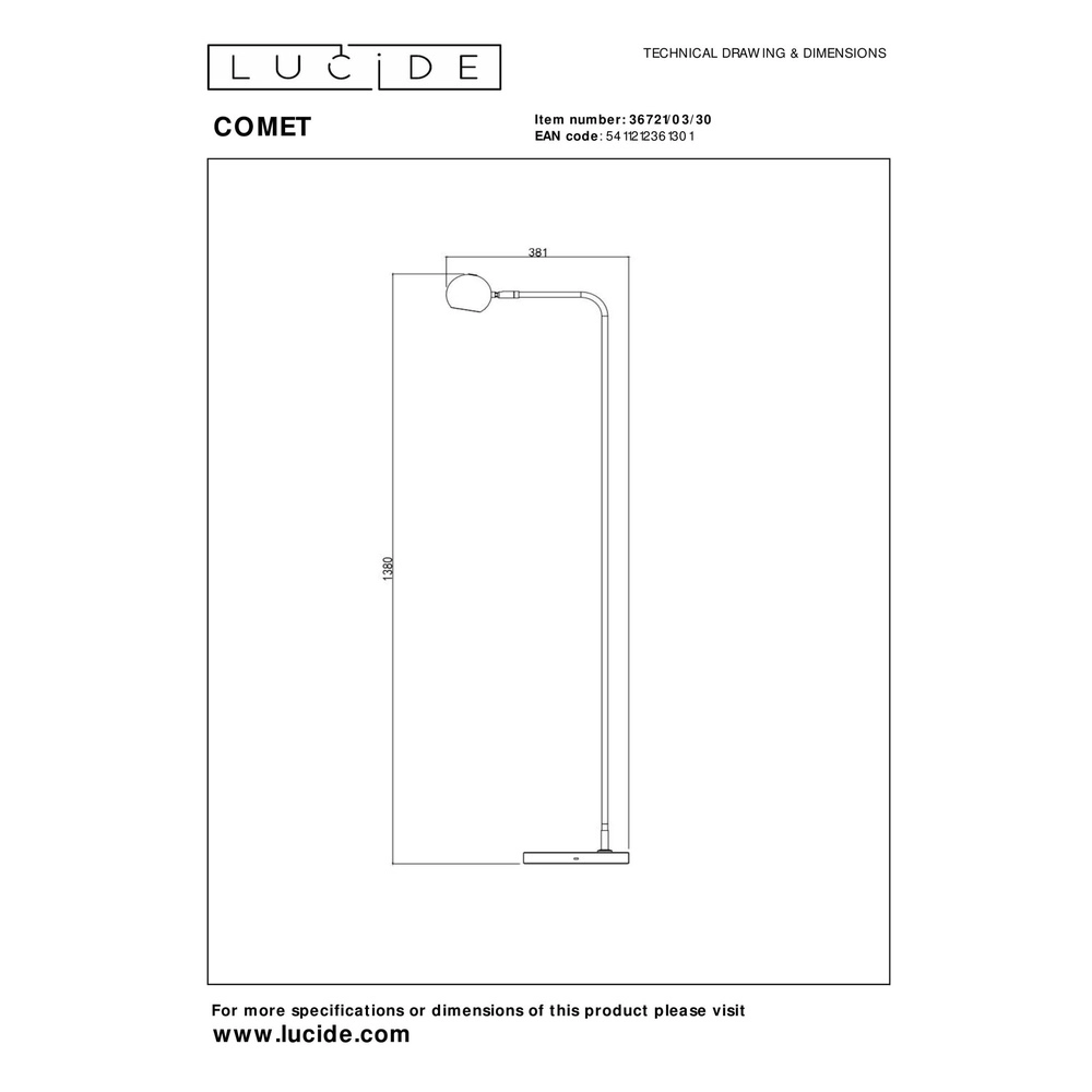 Oplaadbare leeslamp Comet zwart Lucide 5411212361301