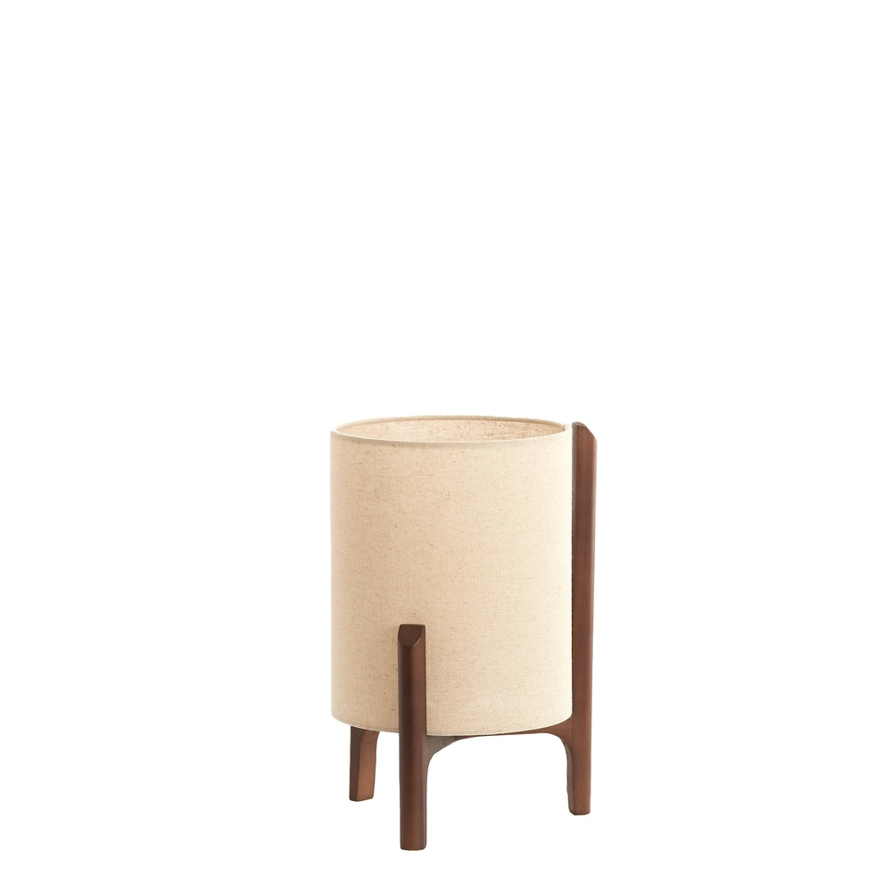 Schemerlamp Litto Ø 22cm - walnoot met naturel linnen Light & Living 8717807792671