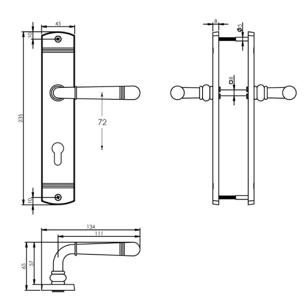 Klassieke deurklink Helena PC 72mm chroom Intersteel 8714186169377