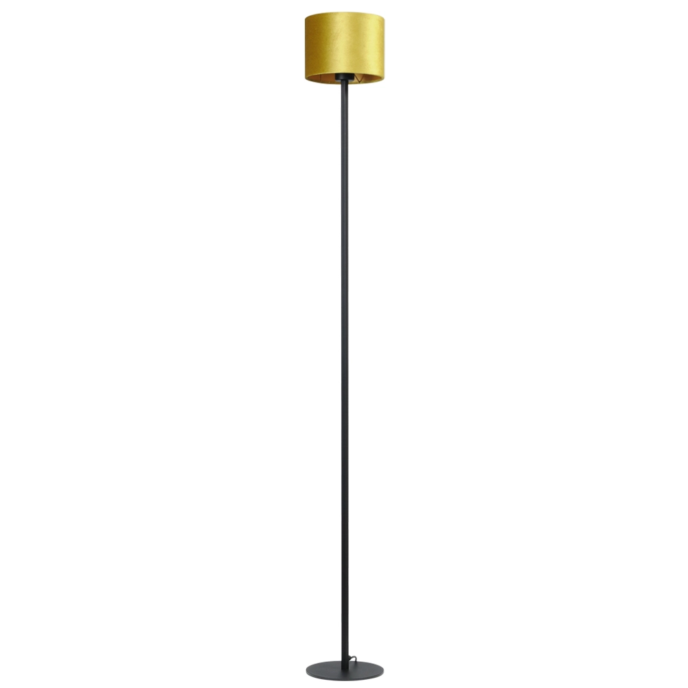 Zwarte vloerlamp Venus 175cm met okergele lampenkap