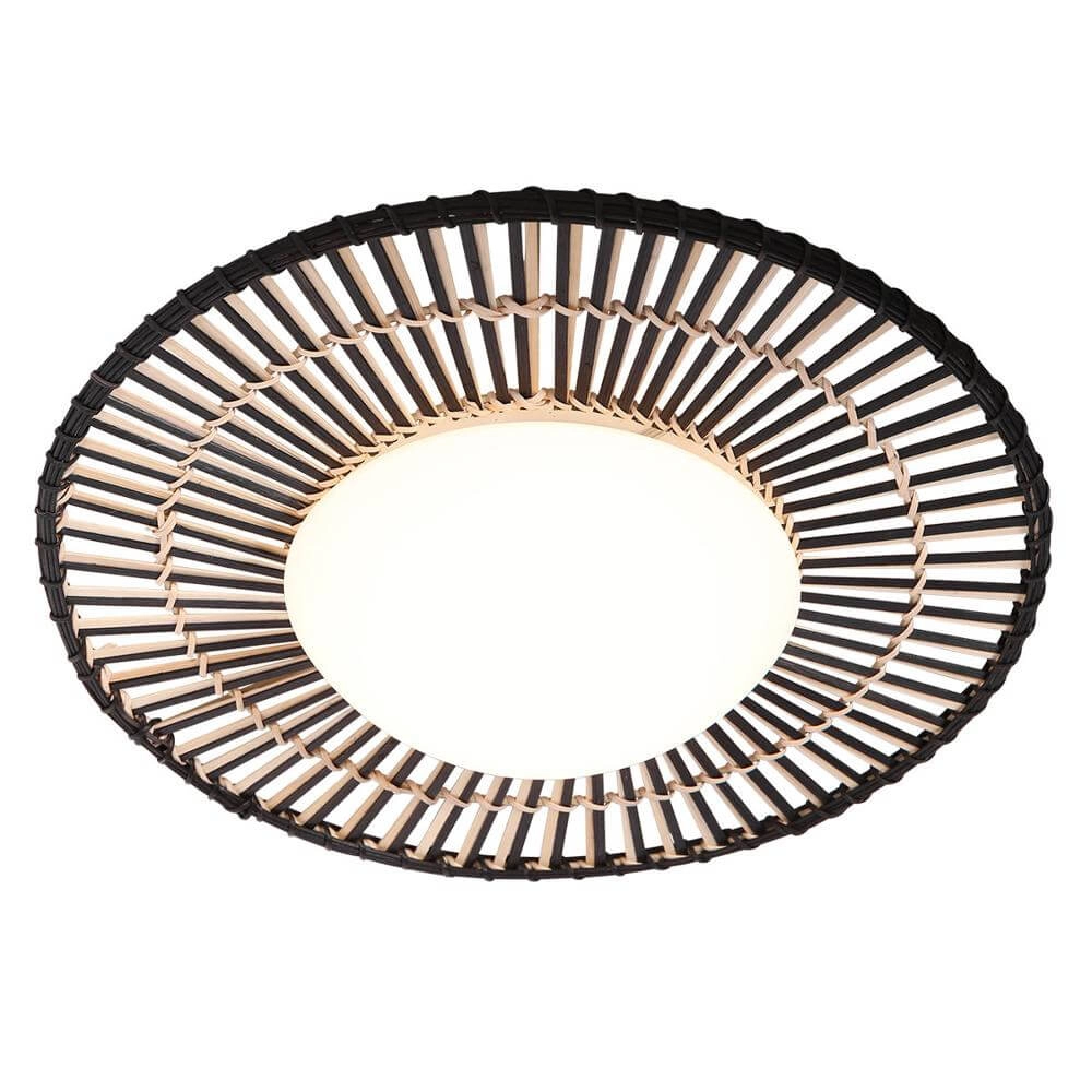 Plafondlamp Aura zwart met bamboe Steinhauer 8712746174144