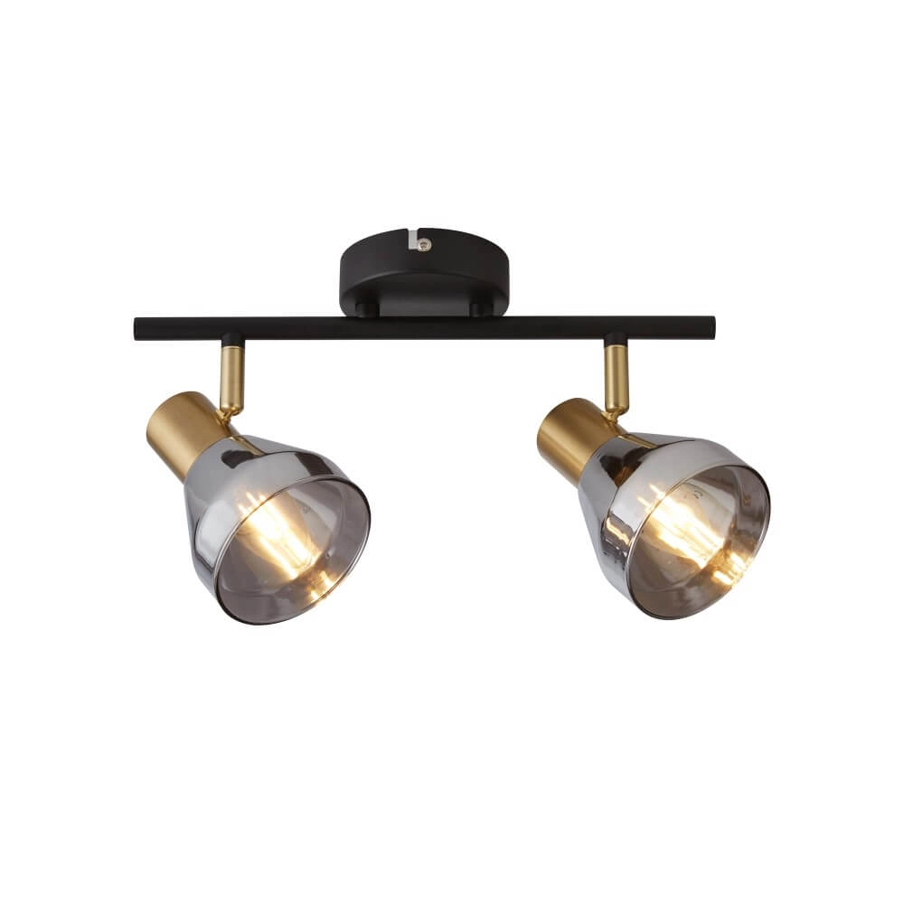 Plafondlamp Westminster met smoke glas 2-lichts