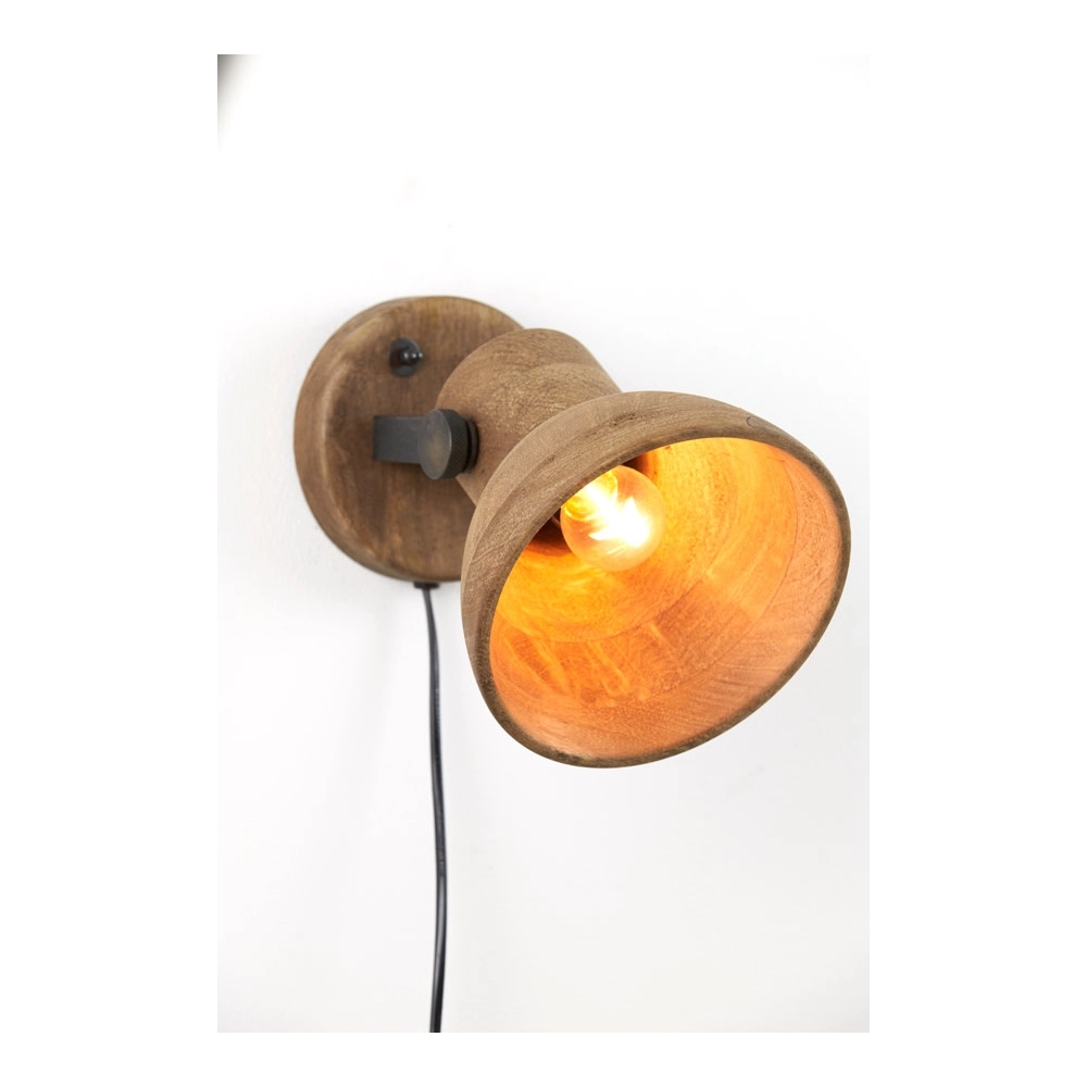 Houten wandlampje Ilanio bruin Light & Living 8717807293345