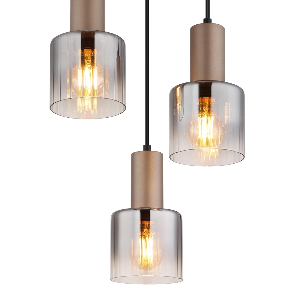 Hanglamp Walton 3-lichts koffie bruin Globo 9007371583188