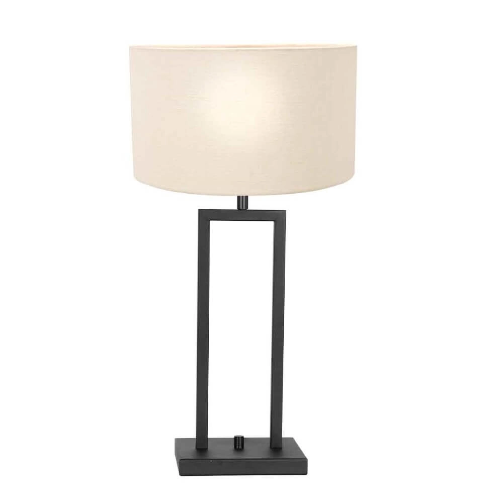 Zwarte schemerlamp Stanger met witte kap Steinhauer 8712746151671