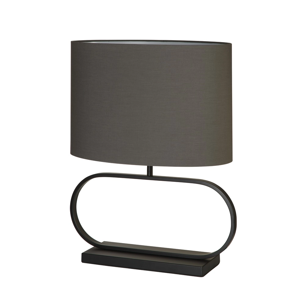 Tafellamp Sleek zwart met grijze kap
