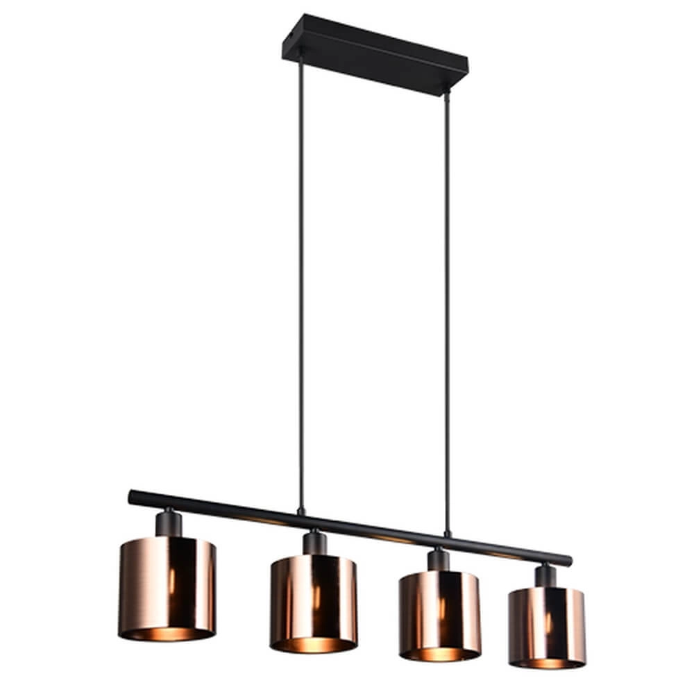 4-lichts hanglamp Jason zwart met koper brons