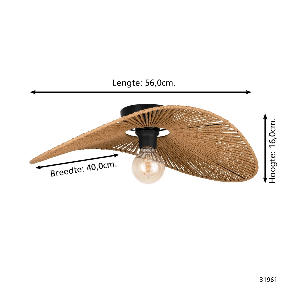 Rotan plafondlamp Siruela slaapkamer - 56cm Eglo 9002759319618
