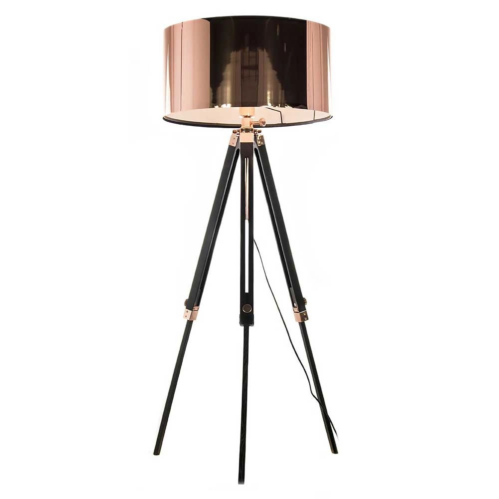 Tripod vloerlamp Jewel 150cm zwart met roodkoper