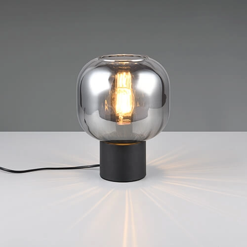 Trendy tafellamp Diva zwart met smoke glas Trio 4017807614596