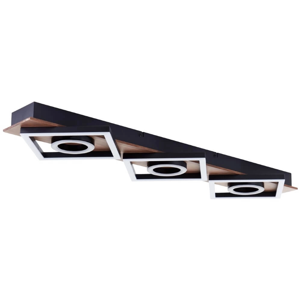 Plafondlamp zwart met hout Maureen 88cm Brilliant 4004353435263