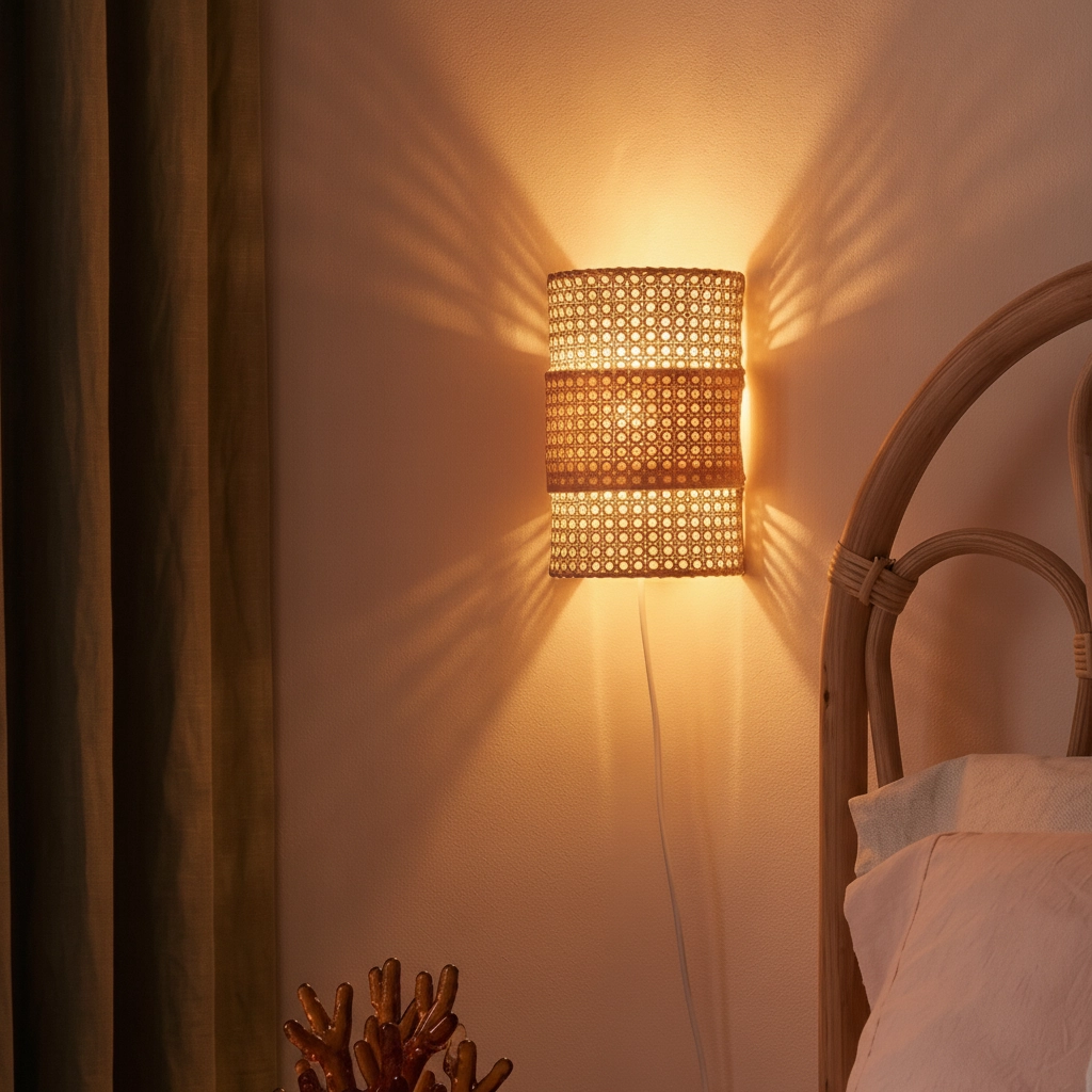 Wandlamp Lum rotan