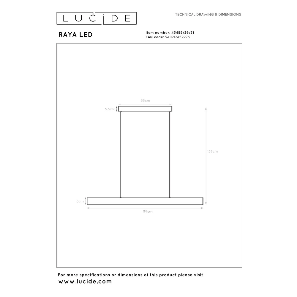 Moderne hanglamp Raya Led wit Lucide 5411212452276