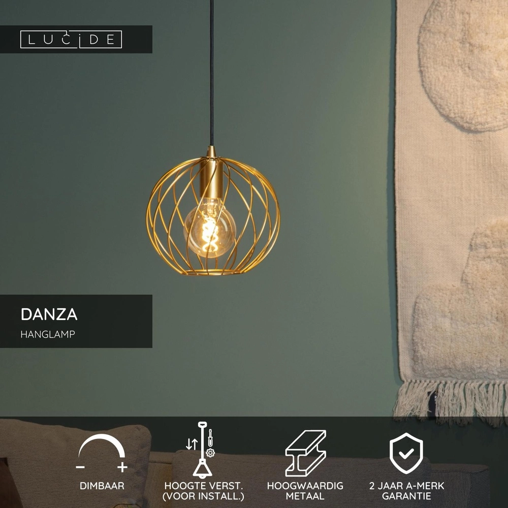 Hanglamp Danza Ø 25cm goud Lucide 5411212211507