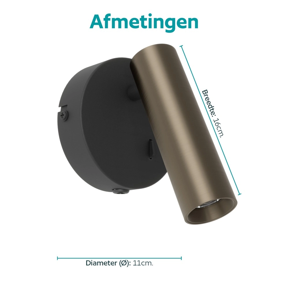 Opbouwspot Valproto zwart met brons Eglo 9008606392056