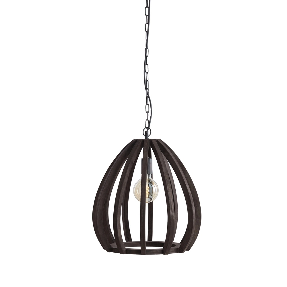 Houten hanglamp Barsia Ø 40cm - walnoot kleur Light & Living 8717807701031