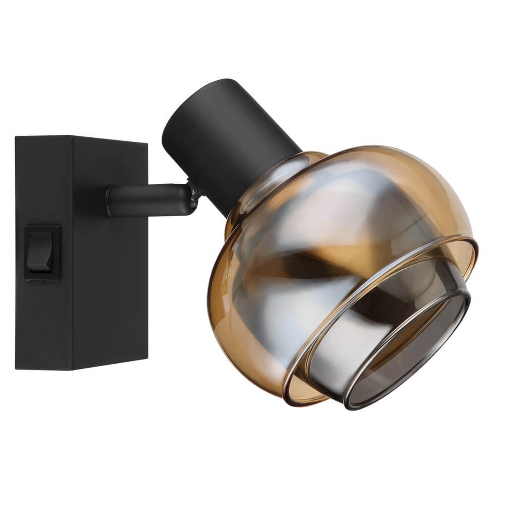 Zwarte wandlamp Tokki amber smoke glas Globo 9007371452026