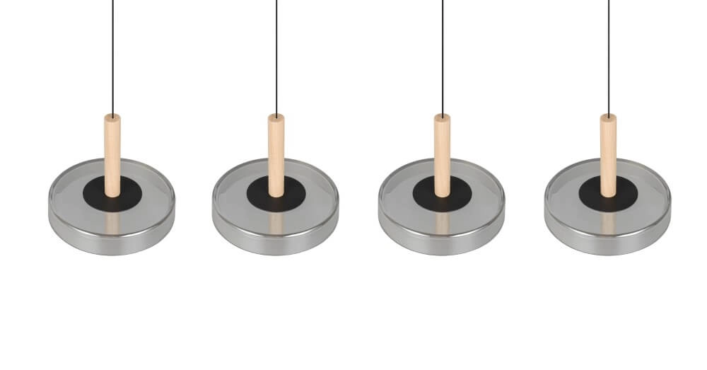 4-lichts led hanglamp Celeste smoke glas Trio 4017807616903