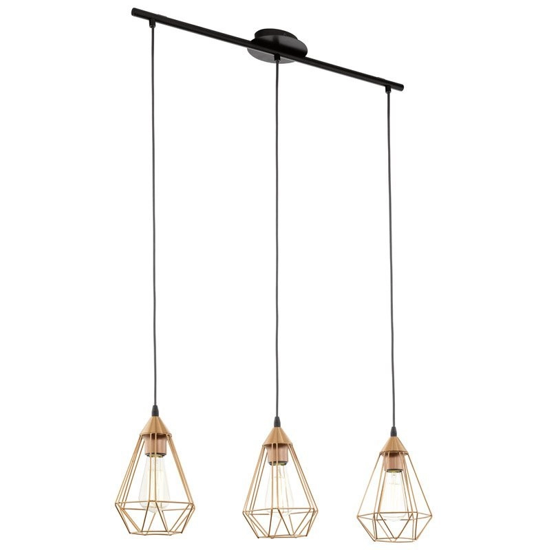 Hanglamp Tarbes 3-lichts koper met zwart