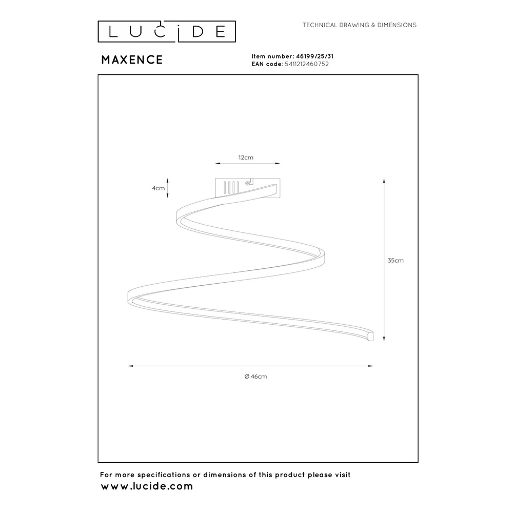 Moderne plafondlamp Maxence wit Lucide 5411212460752