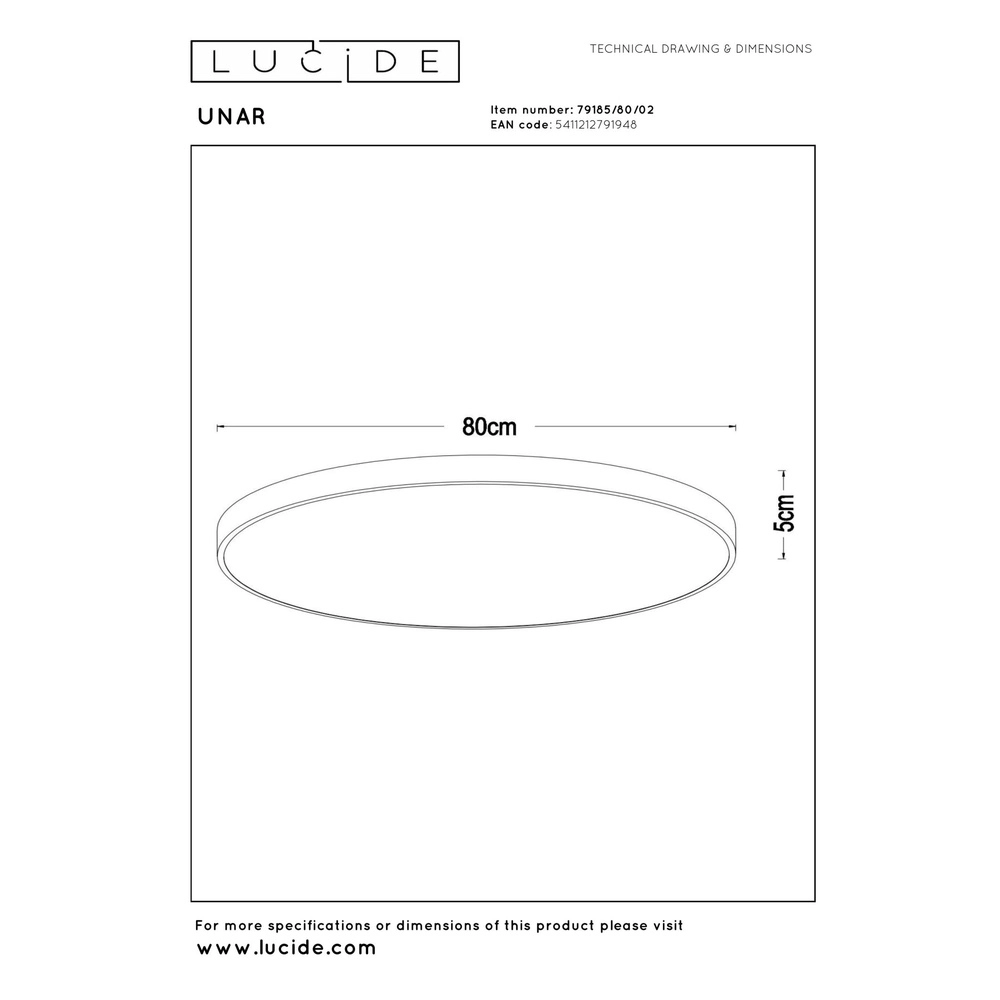 Plafonniere Unar Ø 80cm - 2700K - goud Lucide 5411212791948