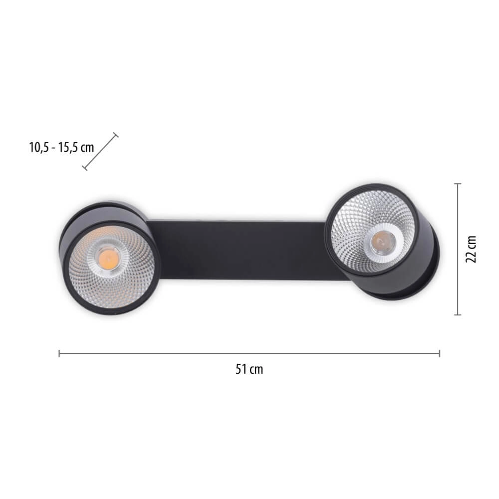 Plafondlamp Pure Nola 2-lichts zwart Paul Neuhaus 4012248372005