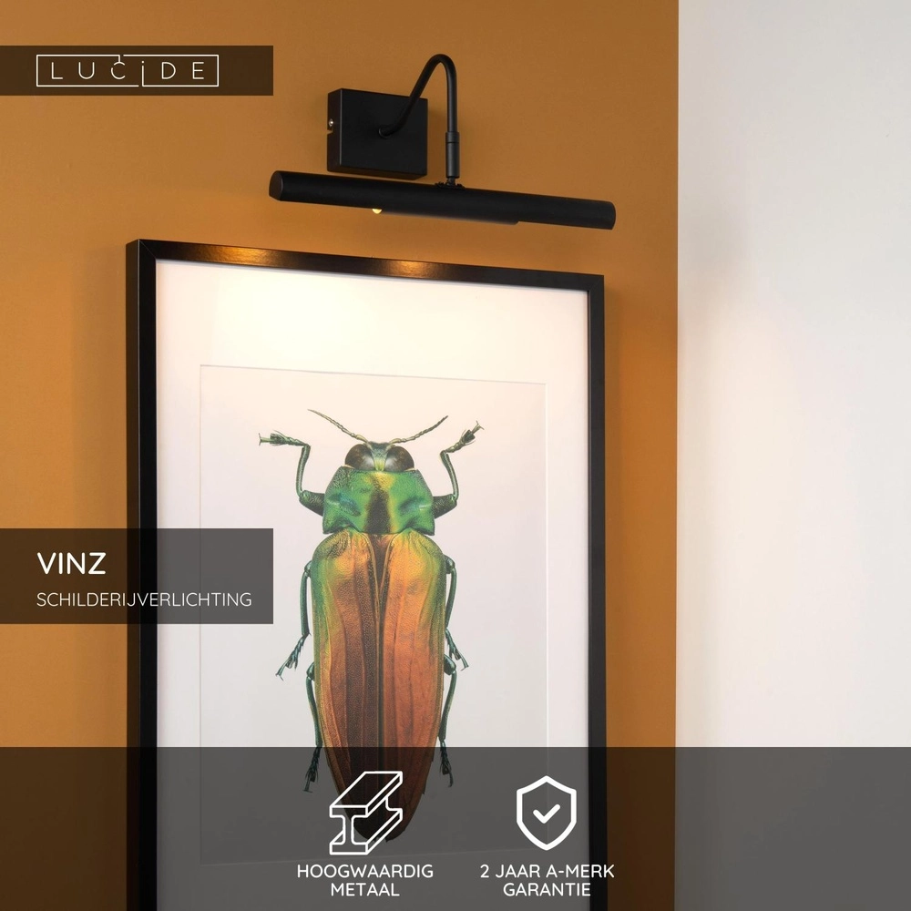 Schilderijlamp Vinz zwart Lucide 5411212452191
