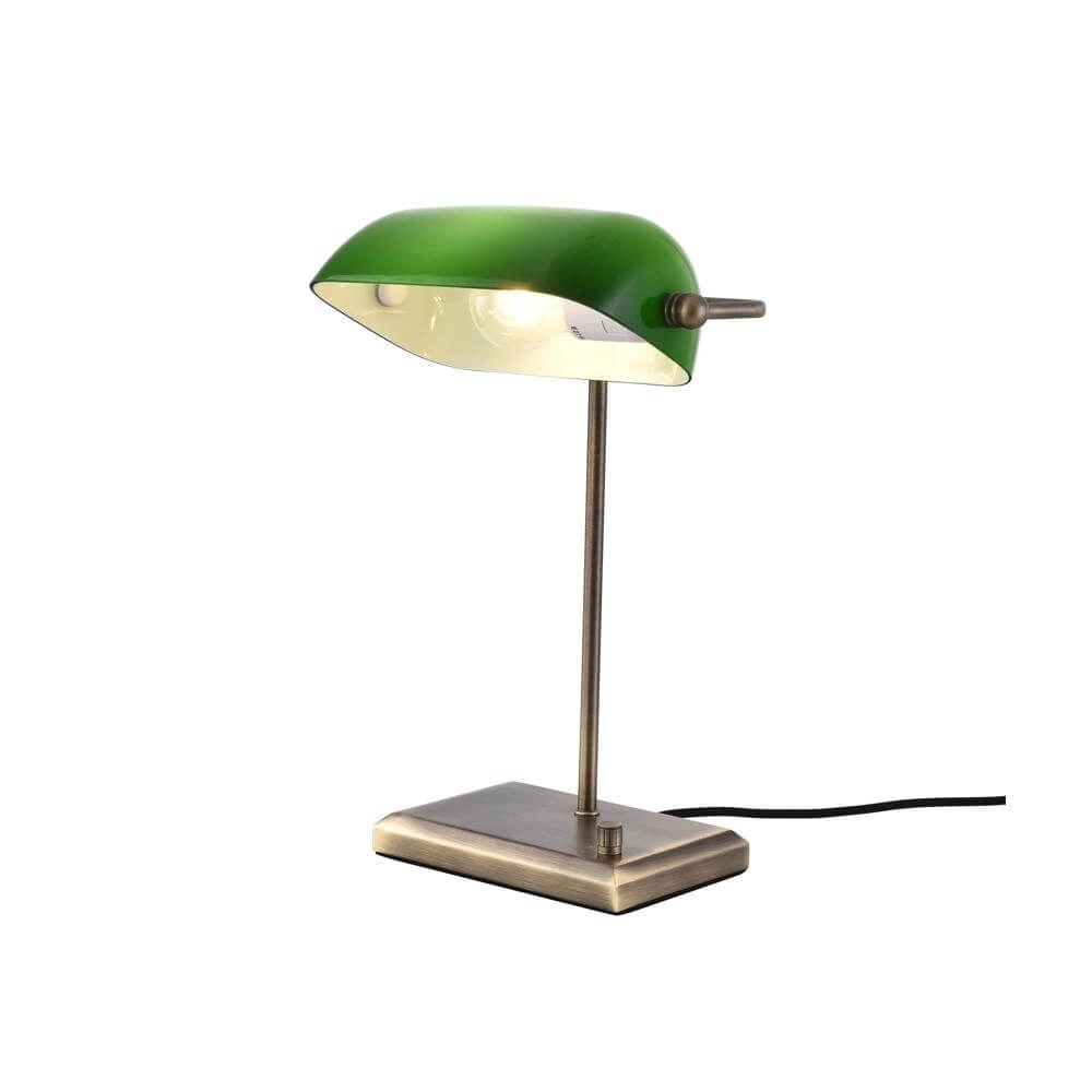 Klassieke bankierslamp Oxford brons met groen