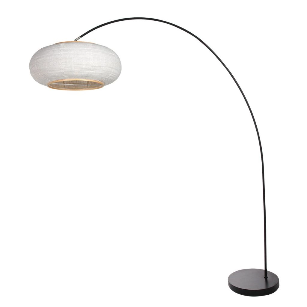 Zwarte booglamp Solva met witte kap Ø35cm Steinhauer 8712746185256