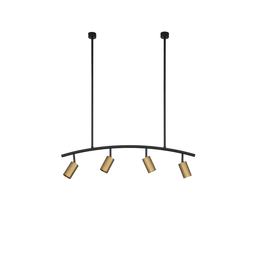 Hanglamp Pogno 4-lichts zwart met goud rond Lyora 5212017431301