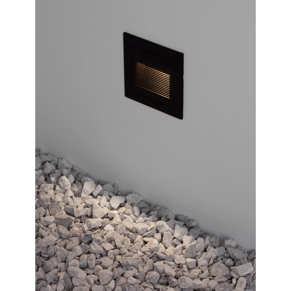 Vierkante inbouwlamp Mono zwart