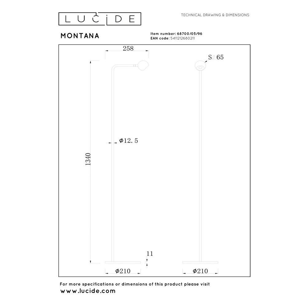 Design vloerlamp Montana koffie bruin Premium by Lucide 5411212680211