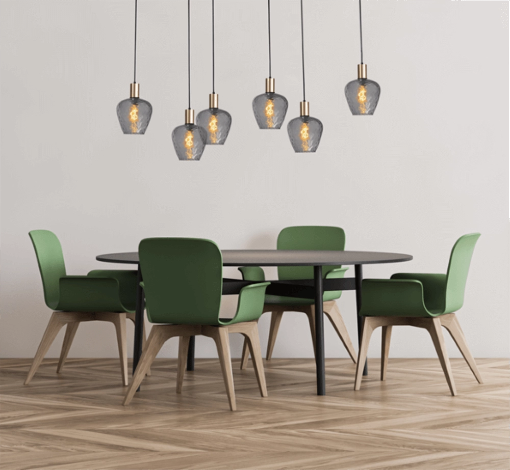 6-lichts hanglamp - goud - Porto met Diamond smoke glazen Masterlight 8718121270487