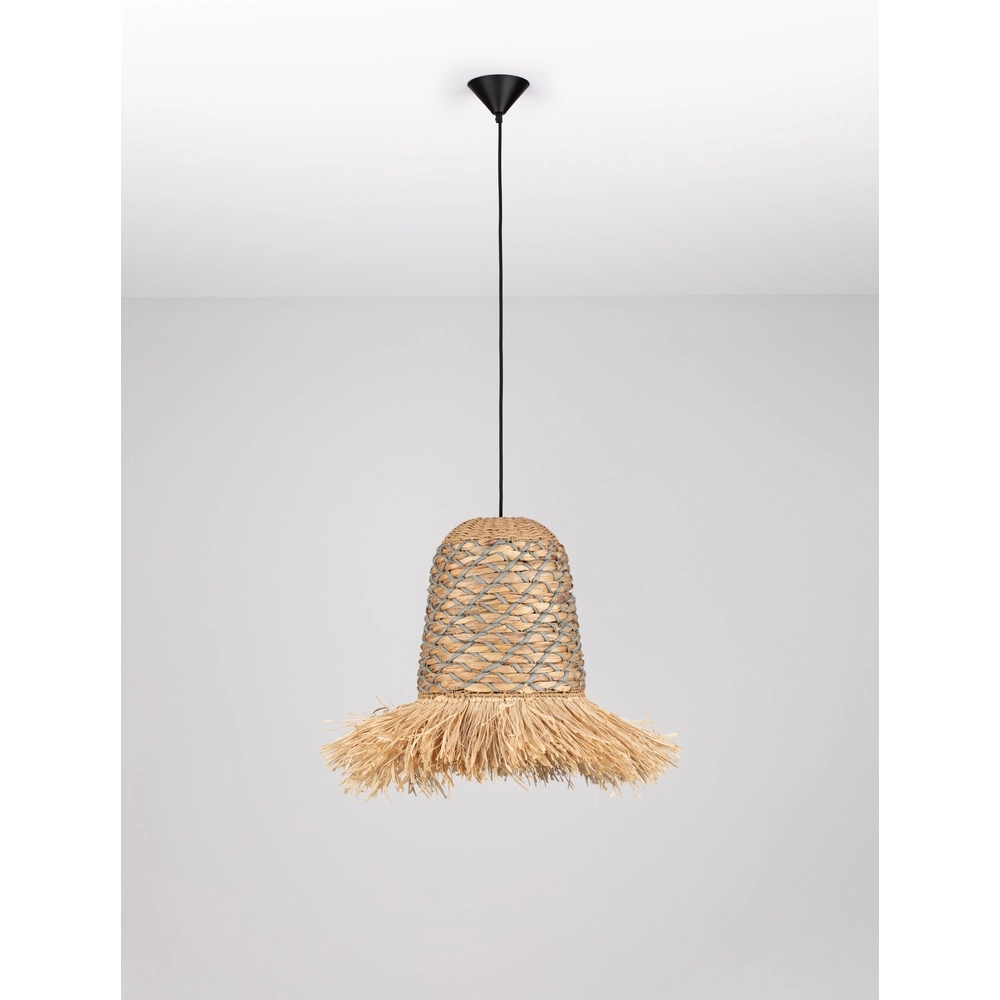 Stro lamp Sorello blauw met bruin