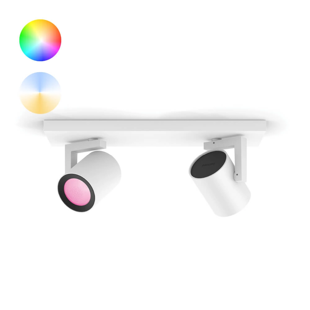 Opbouwspot Hue Argenta - White and color 2-lichts wit